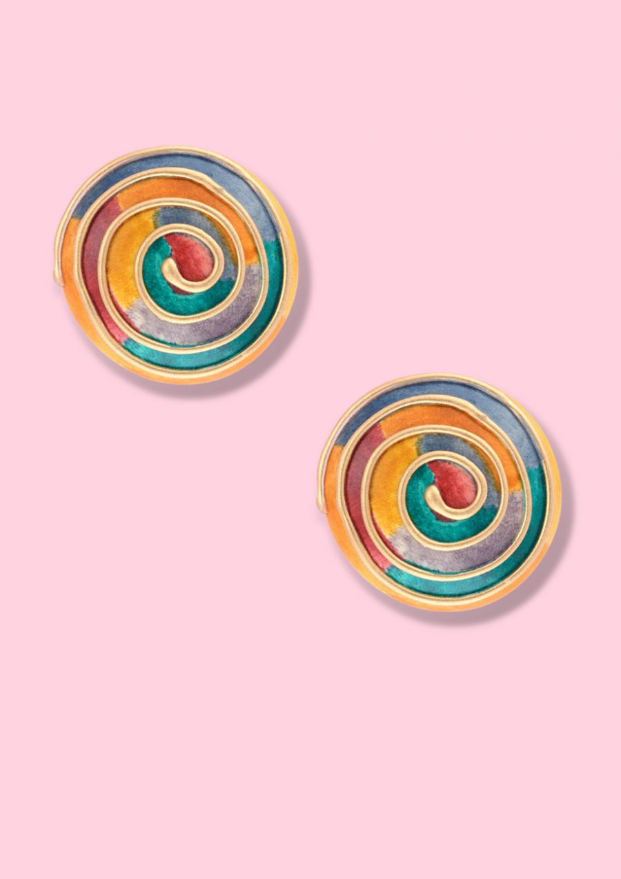 Multi coloured round stud earrings