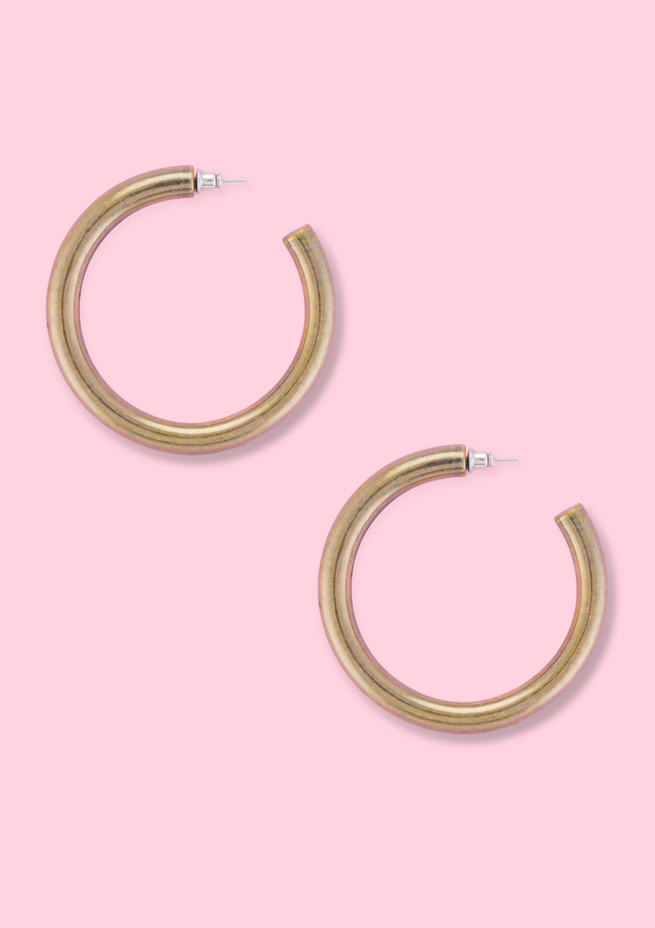 Brown metallic hoop sustainable fashion earrings