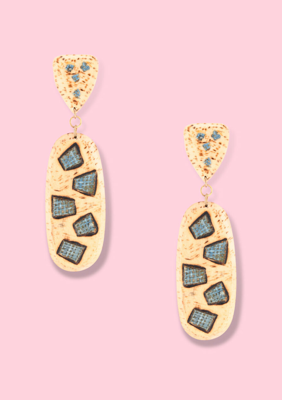 bohemian wooden drop earrings