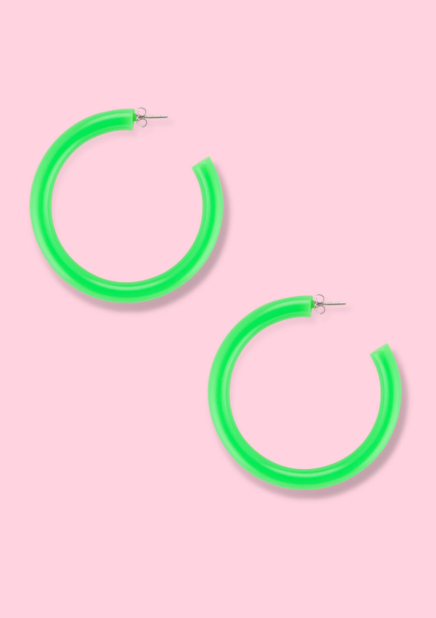 Green hoop earrings