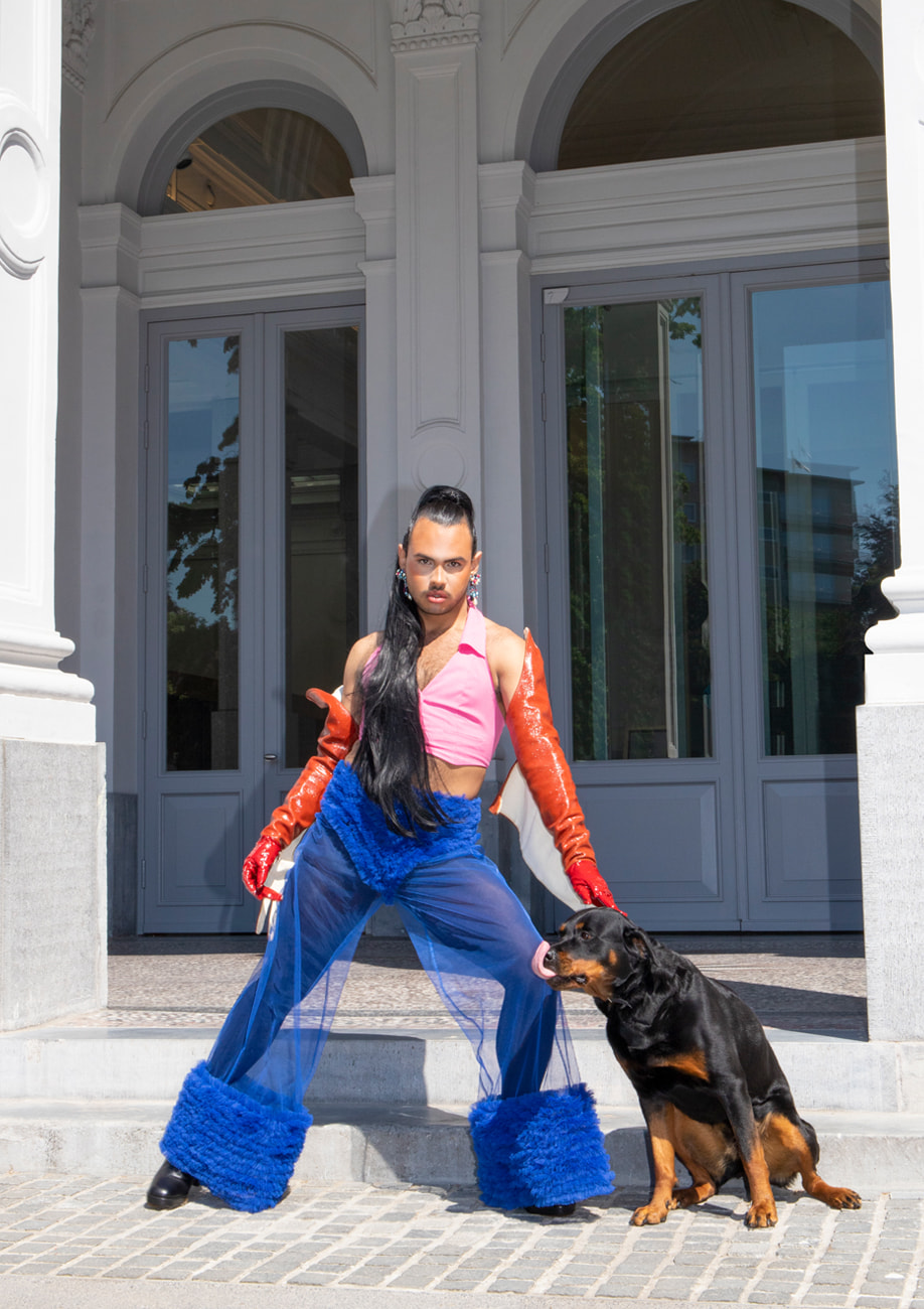 René Aguilera posing with dog