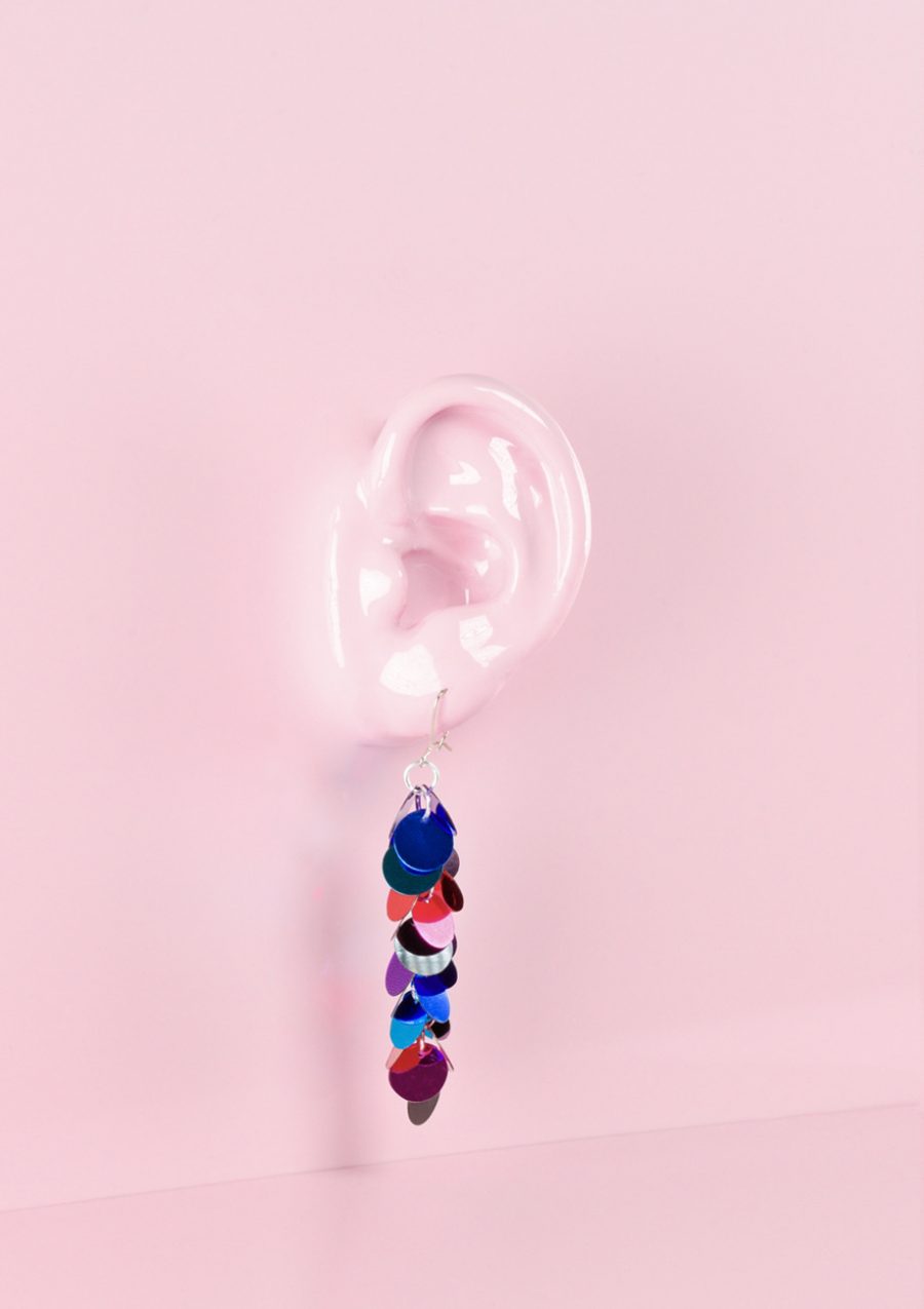Colourful sequin drop earrings