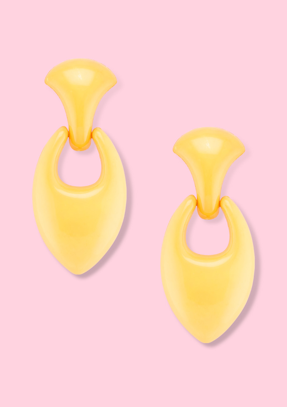 Yellow bold drop earrings, by live-to-express. Shop bold earrings at live-to-express