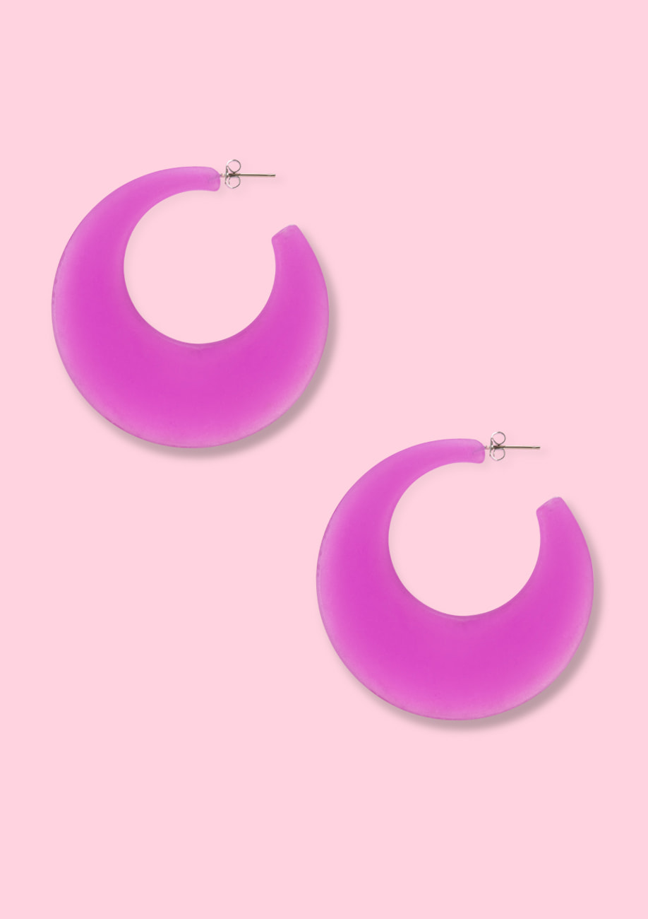 Purple large hoop earrings, by live-to-express.