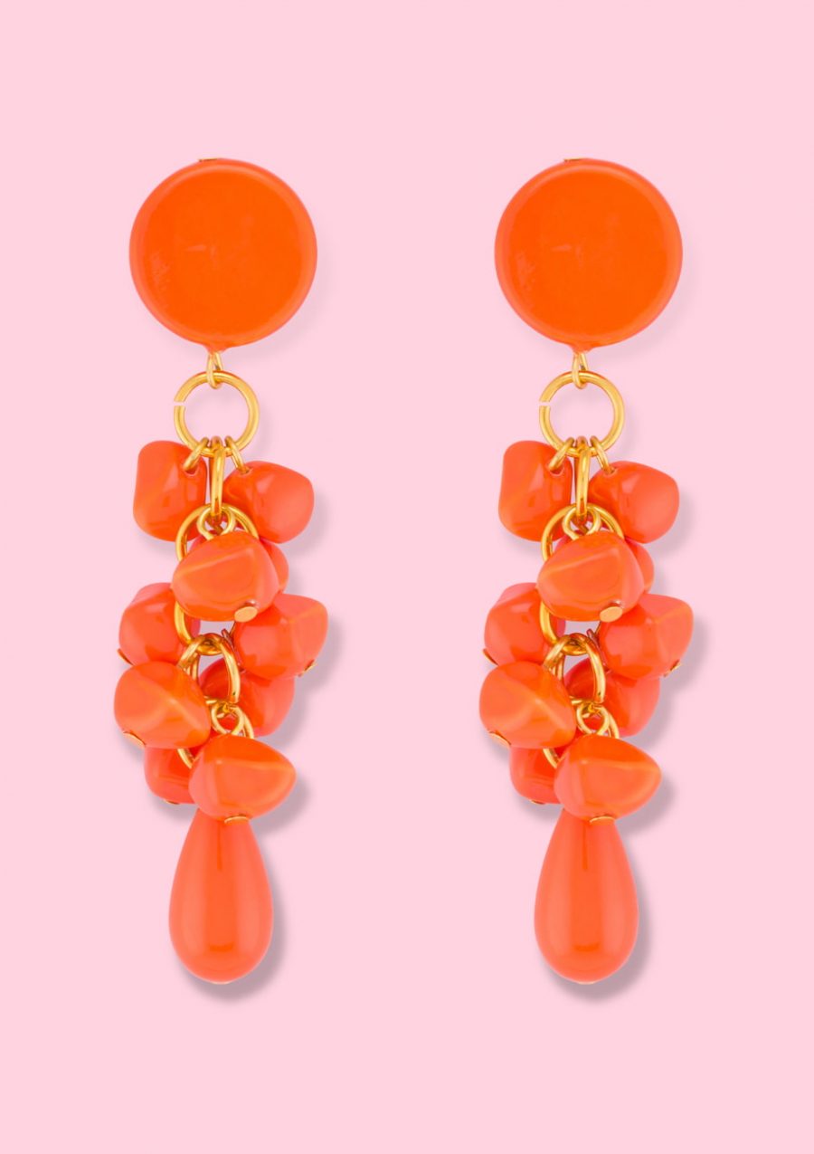 Orange dangle ear jewellery. Vintage ear jewellery by live-to-express