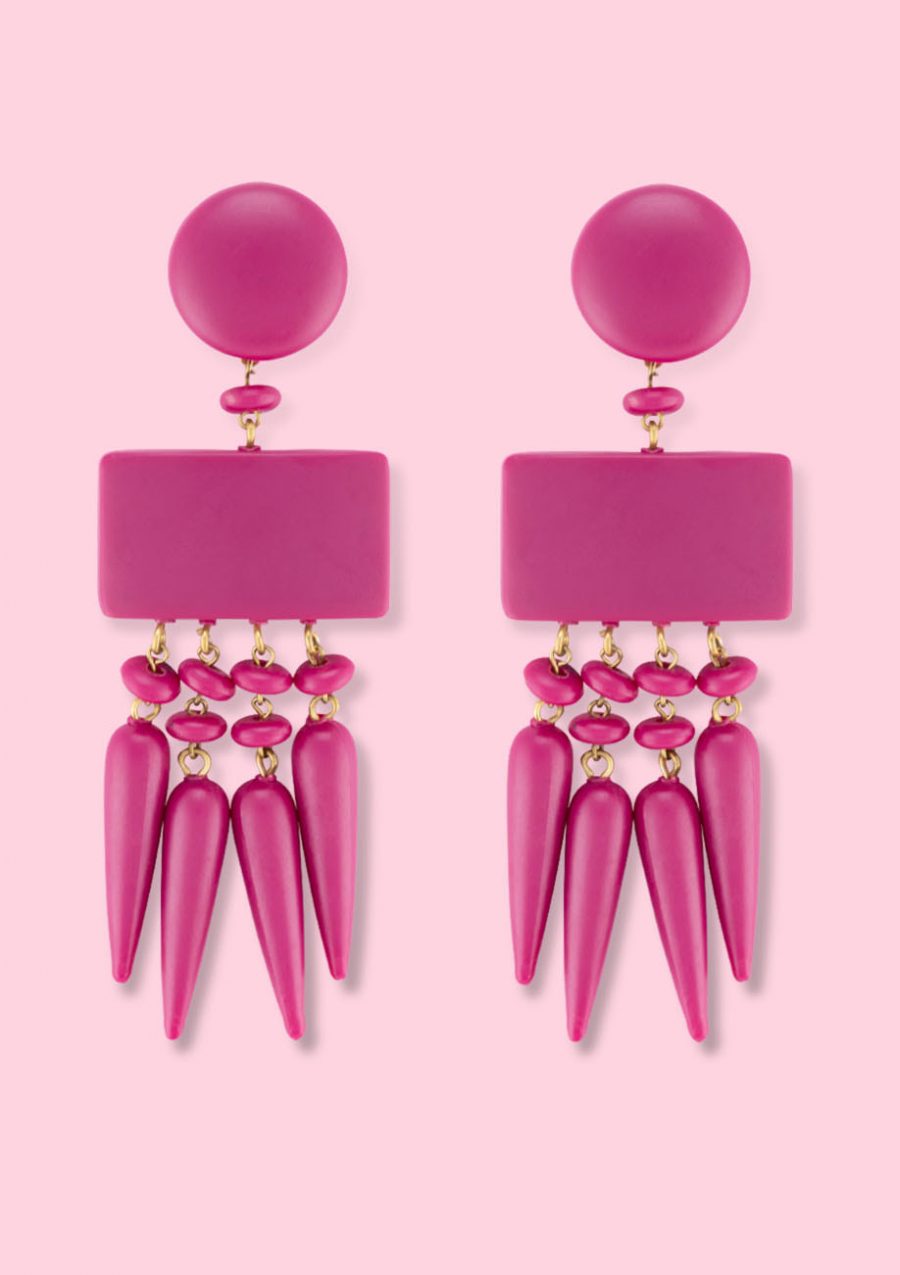 Red statement earrings by live-to-express. Shop 70's vintage earrings online.