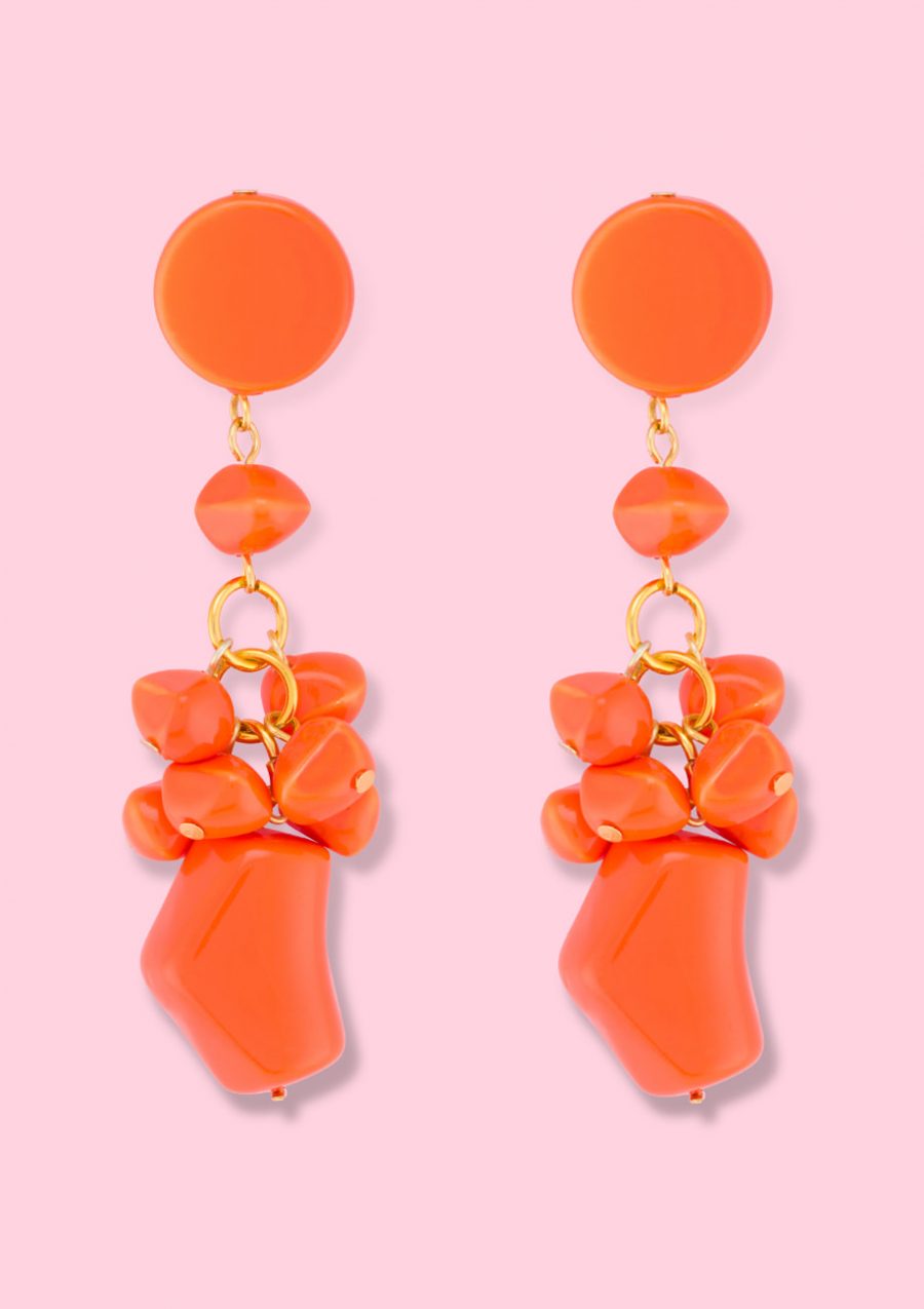 Orange vintage drop earrings. Statement earrings by live-to-express