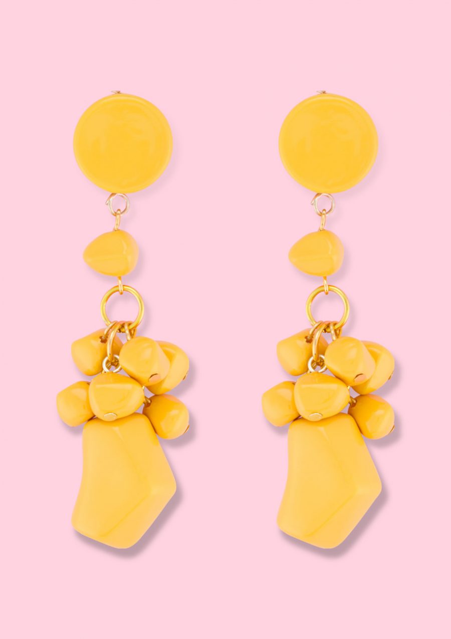 90s yellow vintage drop earrings. Vintage design earrings by live-to-express