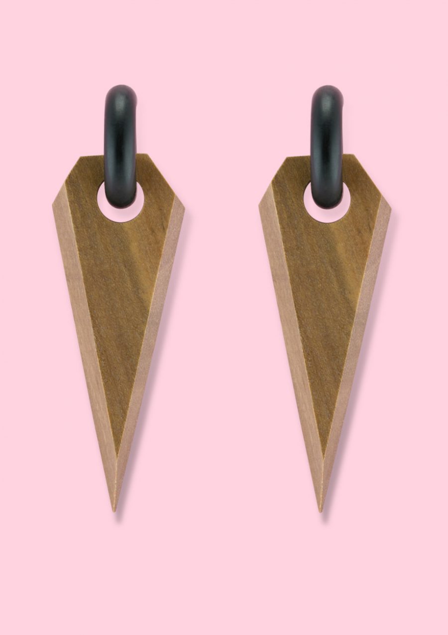 Brown wooden vintage drop earrings