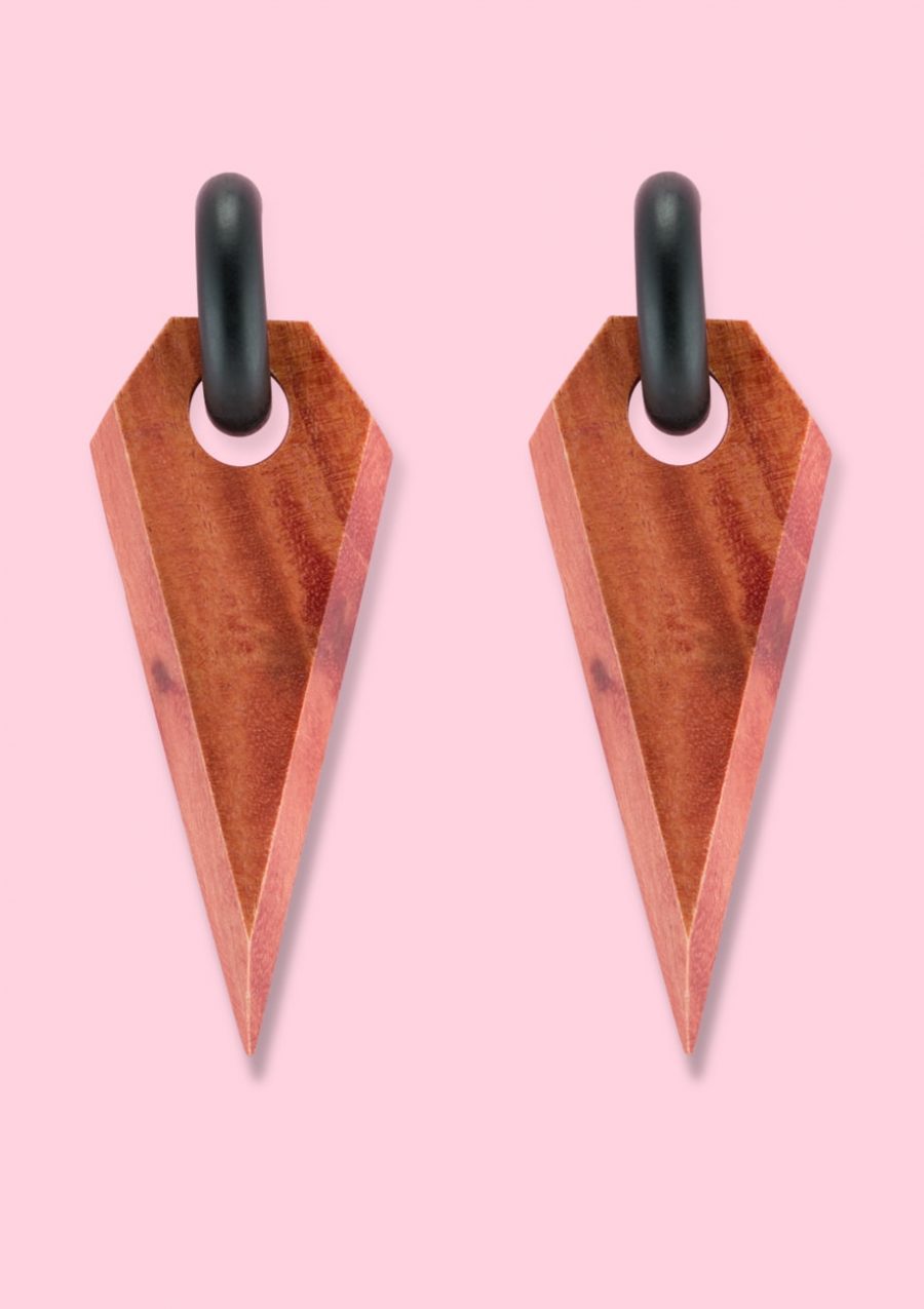 Red wooden vintage drop earrings