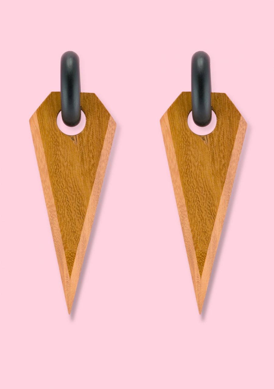 Yellow wooden vintage drop earrings