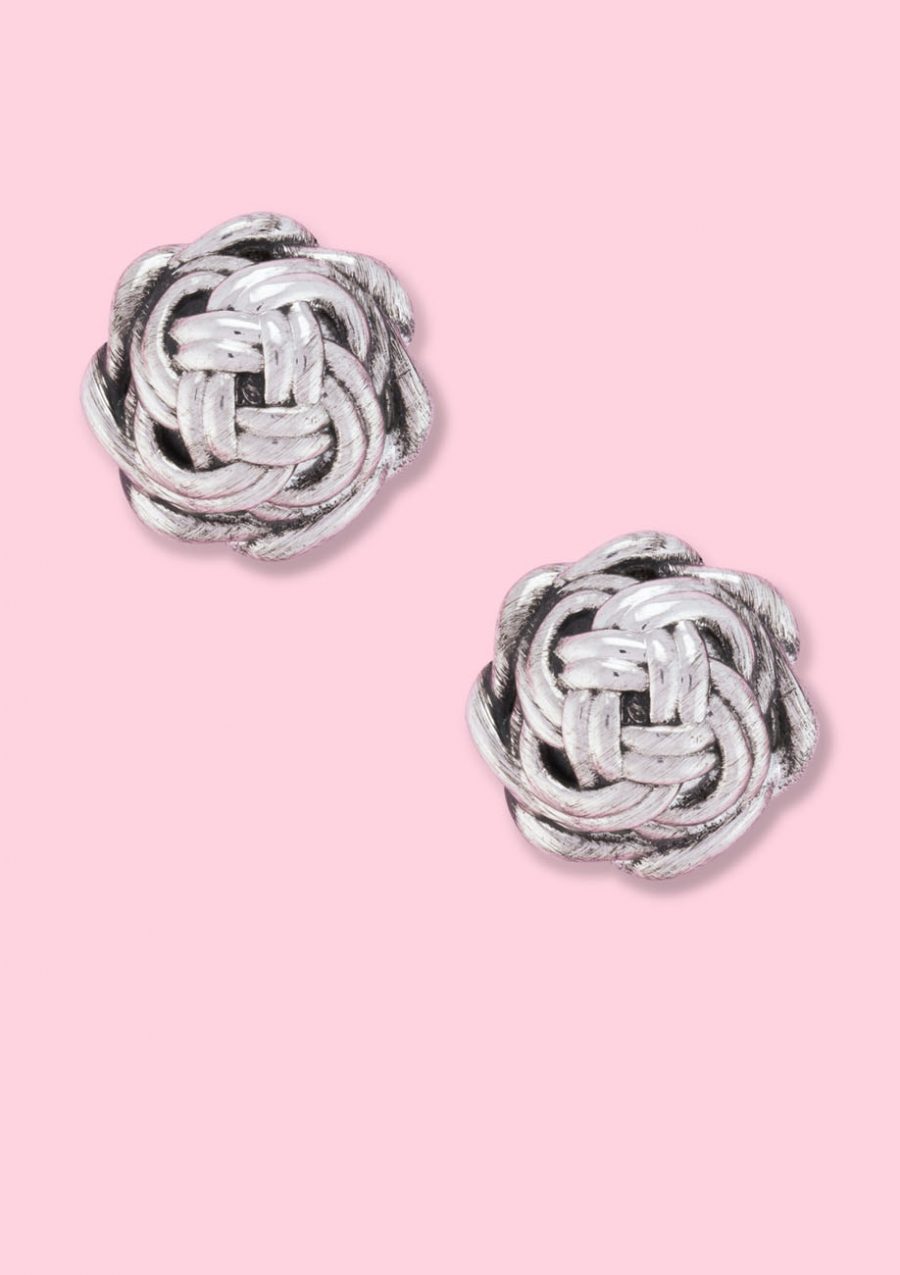 Silver vintage clip-on stud earrings, by live-to-express. Vintage clip-on stud earrings online