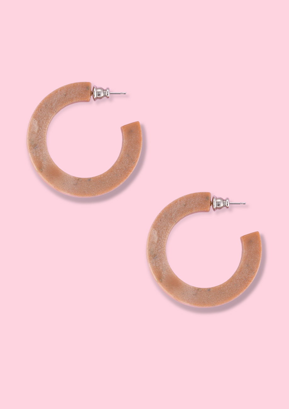 Chunky brown hoop earrings, by live-to-express.