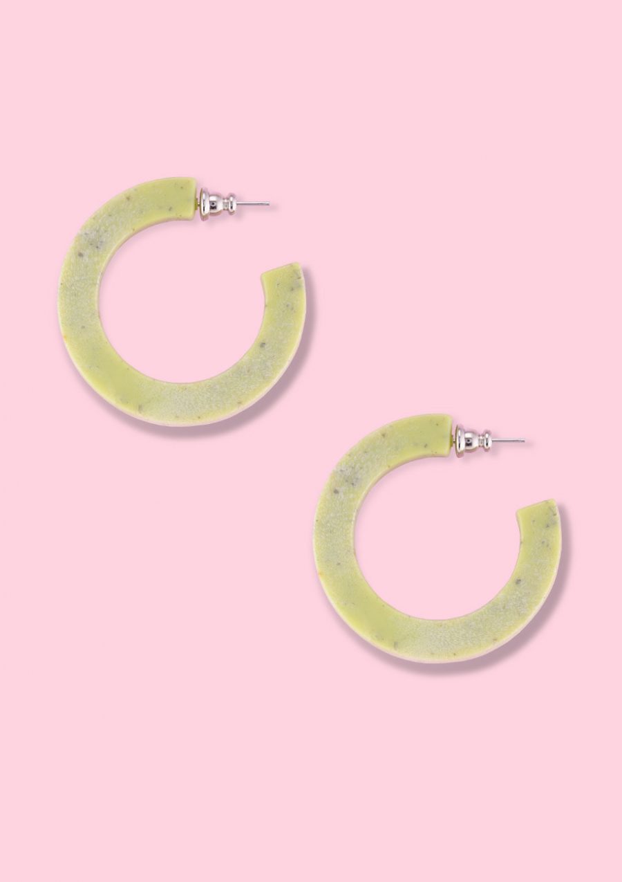 Bulky green vintage hoop earrings, by live-to-express. Shop hoop earrings online at live-to-express.