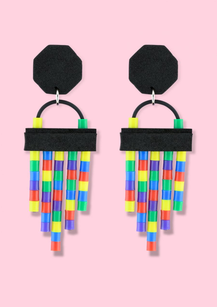 Colourful drop earrings by live-to-express, shop vintage clip-on earrings online.