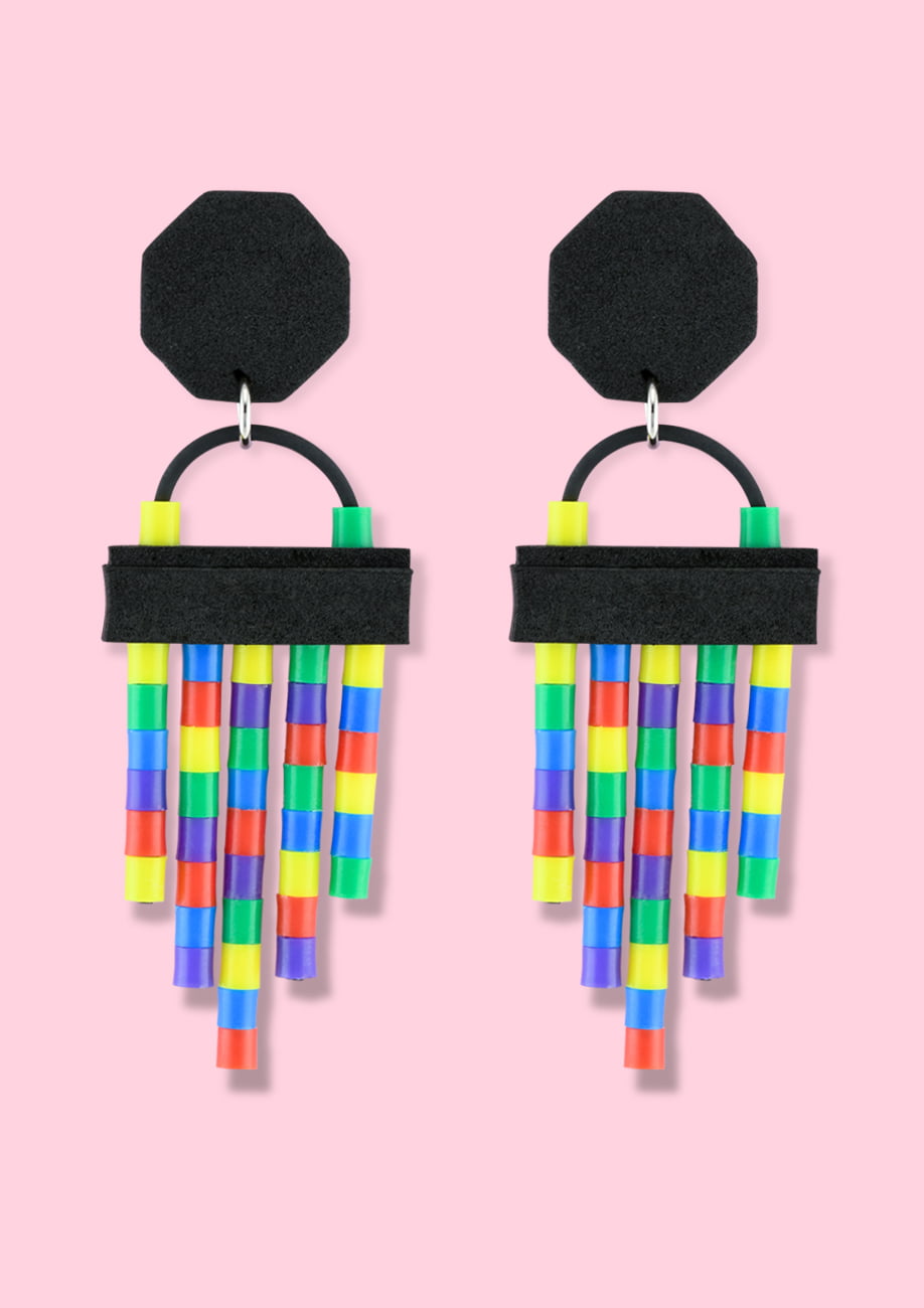 Colourful drop earrings by live-to-express, shop vintage clip-on earrings online.
