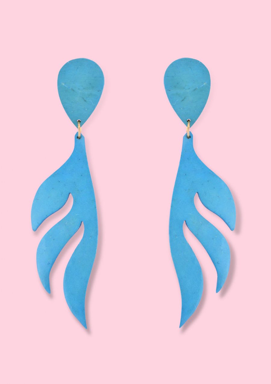 Blue wooden vintage earrings, by live-to-express