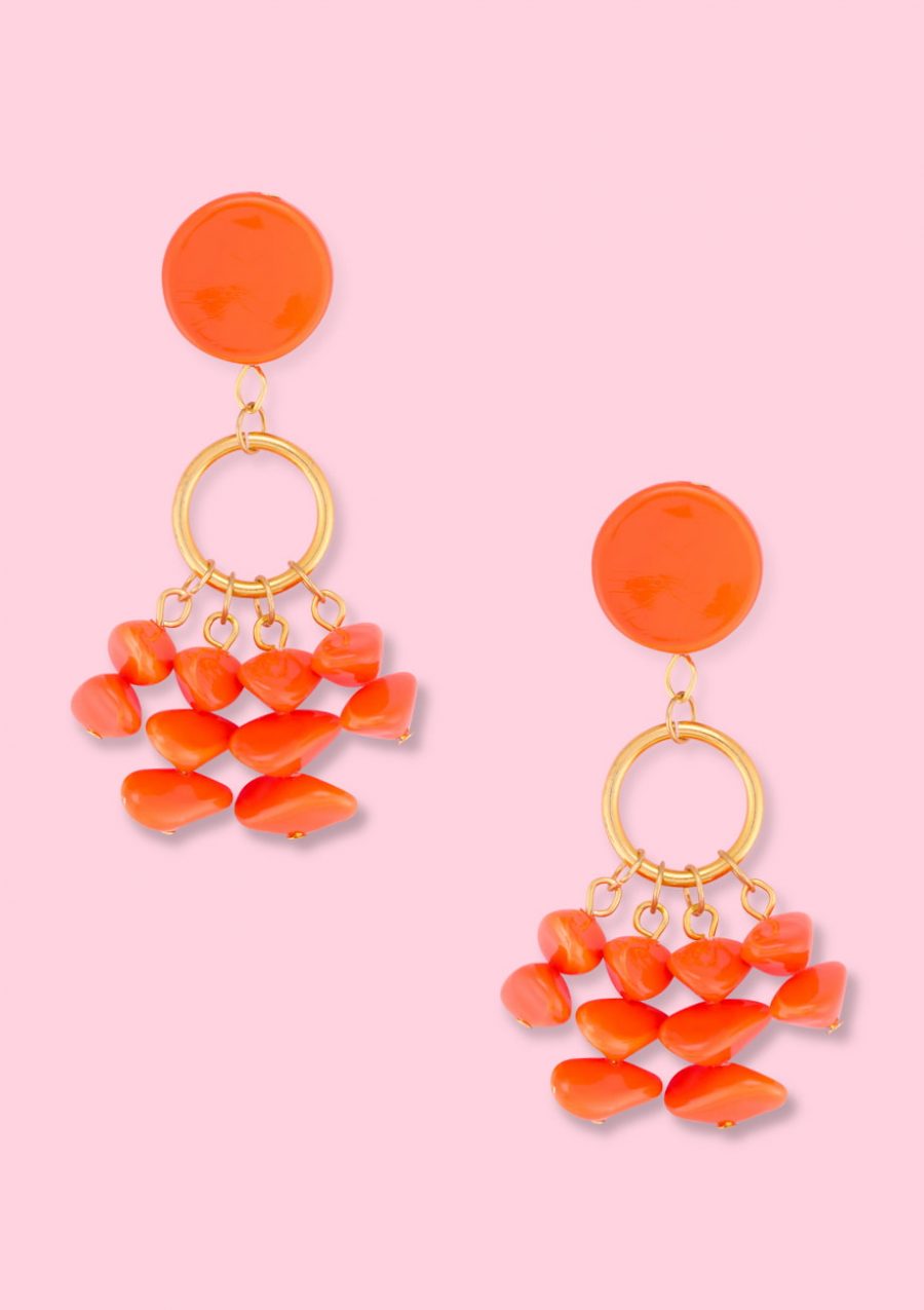 Orange statement drop earrings. Vintage drop earrings by live-to-express