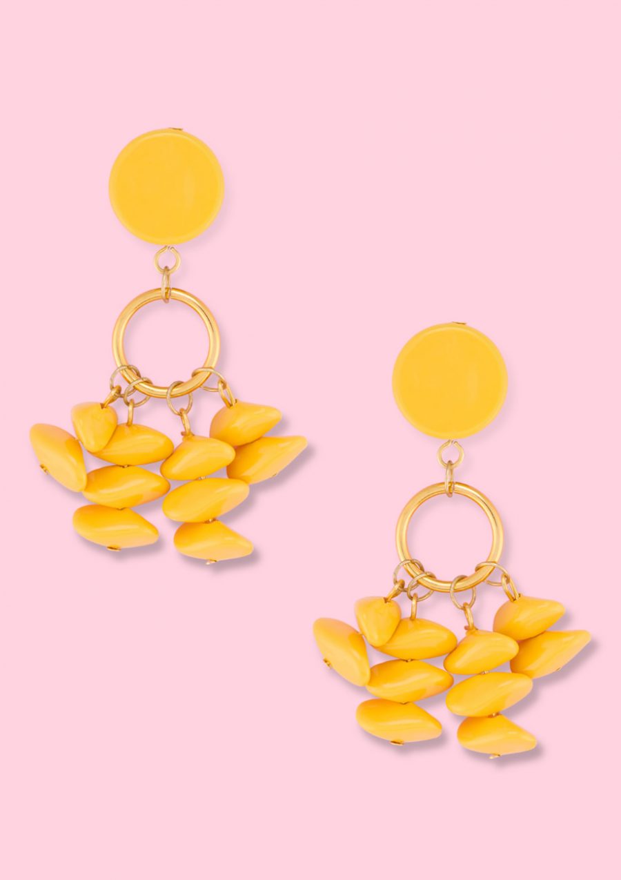 Yellow vintage drop earrings. Vintage design earrings by live-to-express