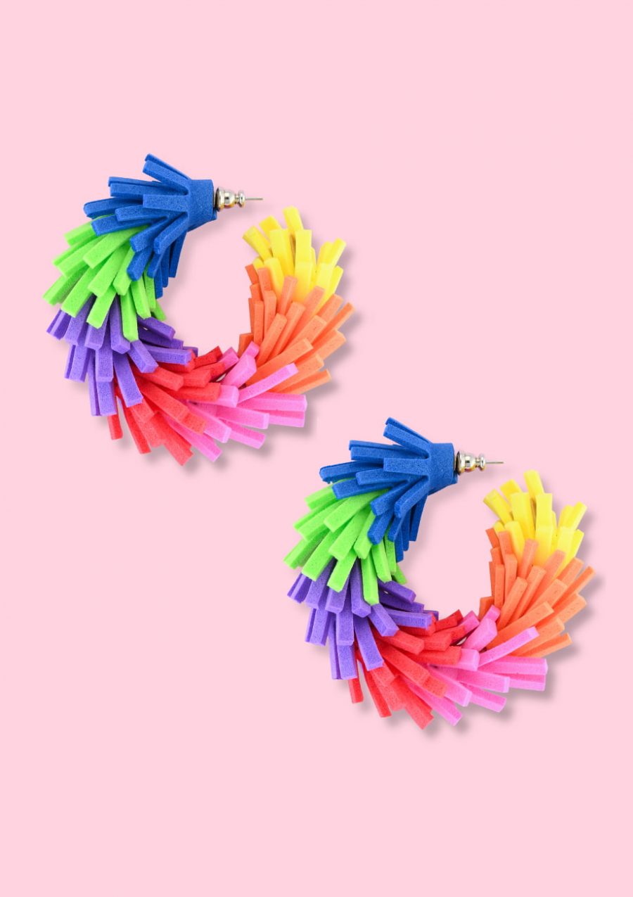 Bold colourful statement hoops by live-to-express. Shop sustainable vintage earrings online.