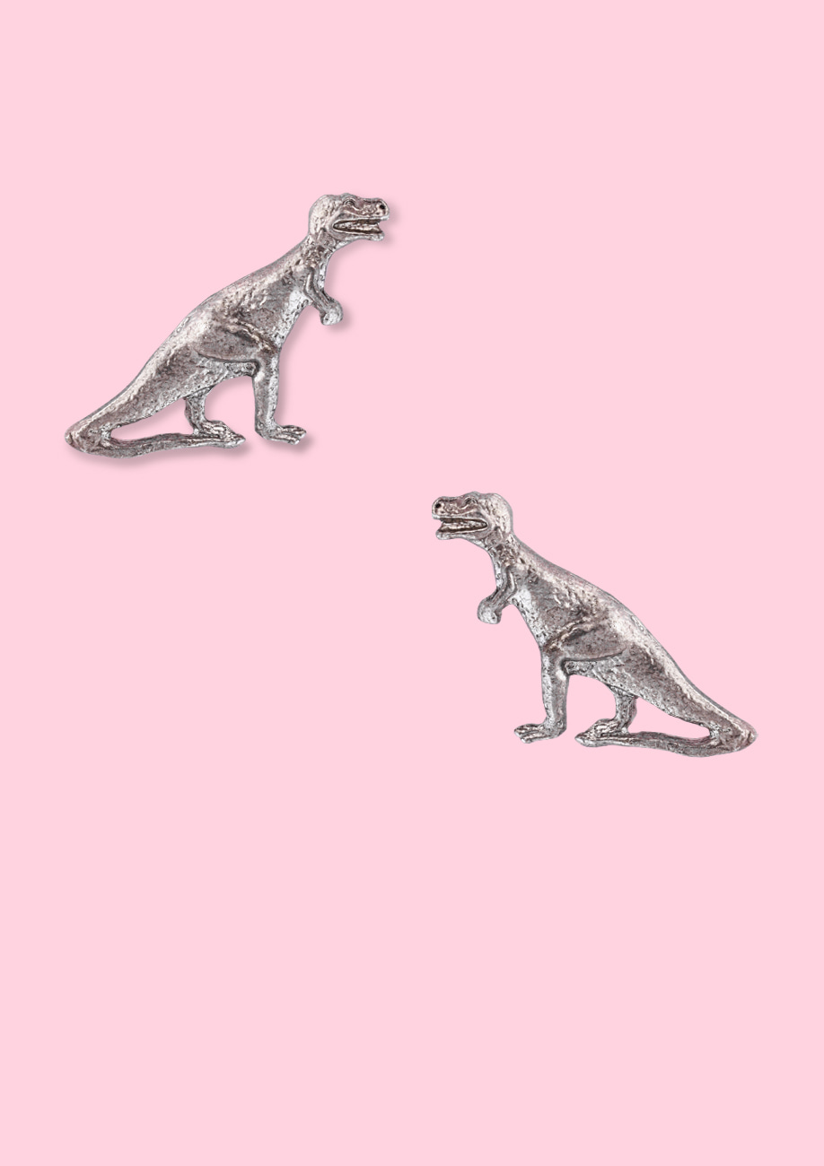 Dinosaur earrings with push-back closing. Vintage design earrings by live-to-express.