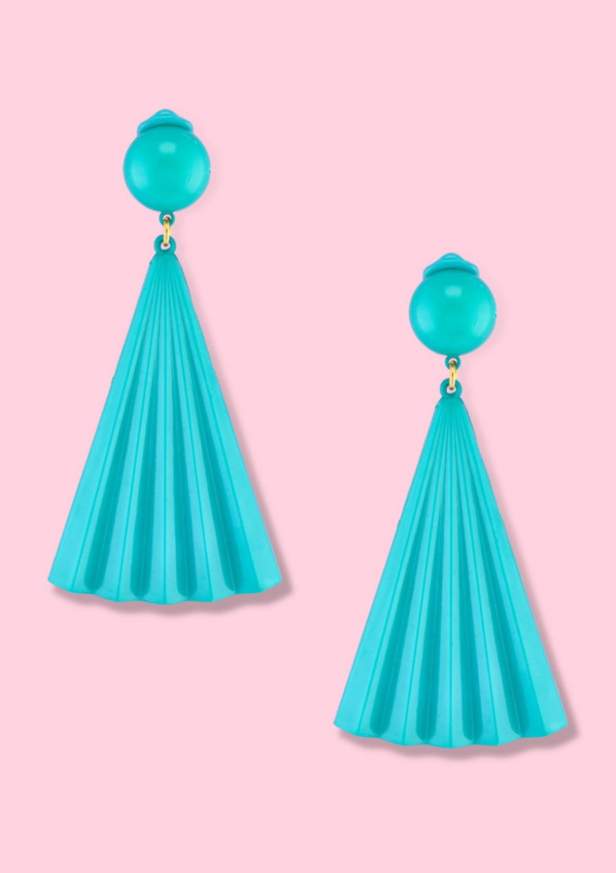 Mint drop earrings by live-to-express. Shop 70's vintage clip-on earrings online.
