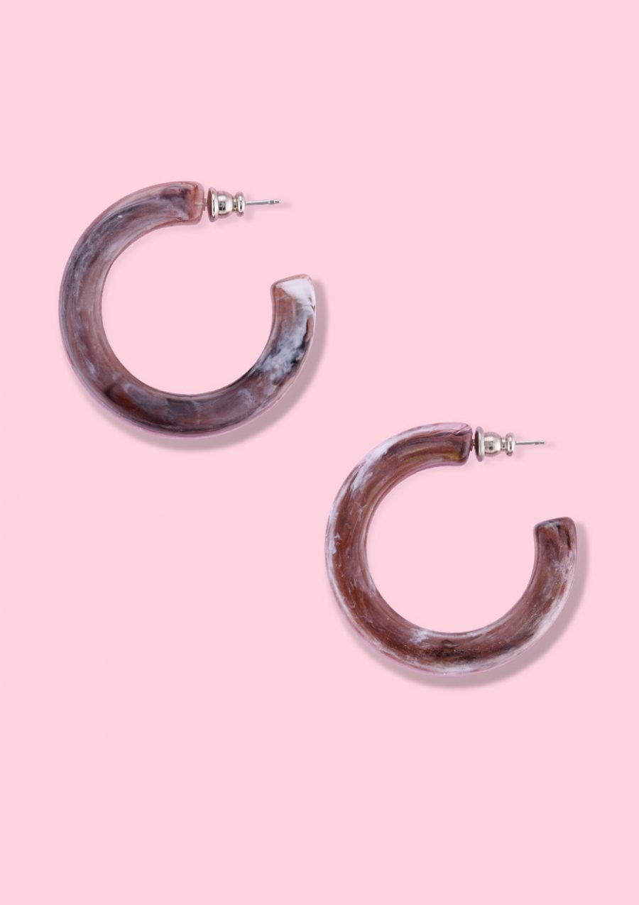 Bold marbled vintage hoop earrings, by live-to-express. Shop earrings online.