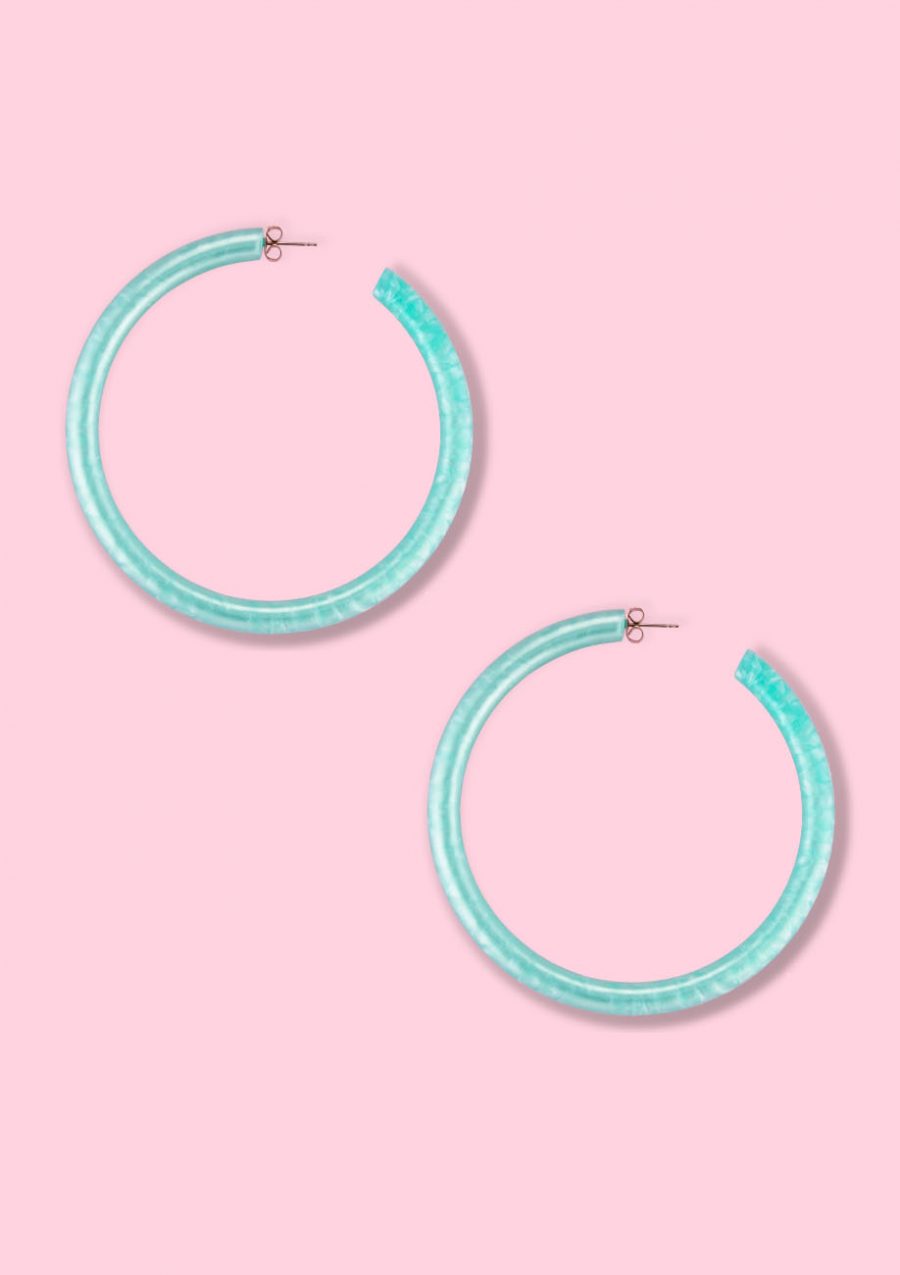 Statement hoop earrings with a pearlescent finish, by LIVE-TO-EXPRESS