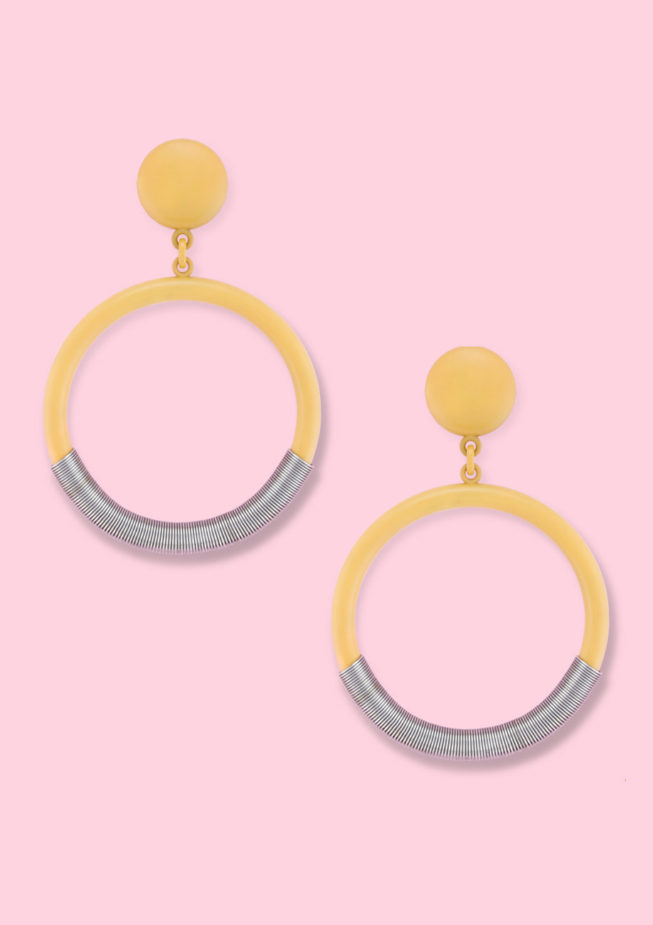 Vintage yellow drop earrings by live-to-express. Vintage earrings online at live-to-express.