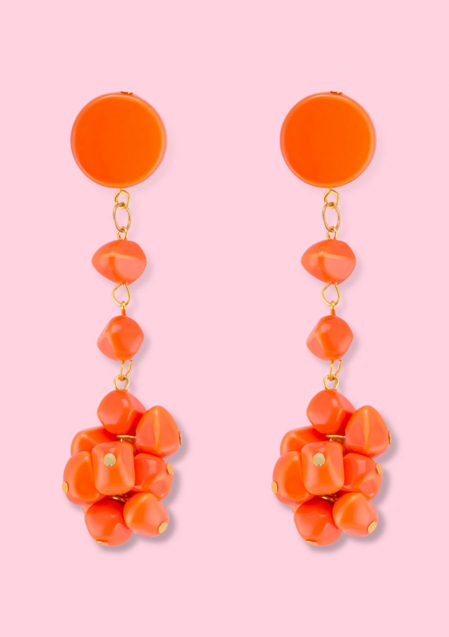Orange 90s vintage drop earrings. Vintage 90s earrings by live-to-express