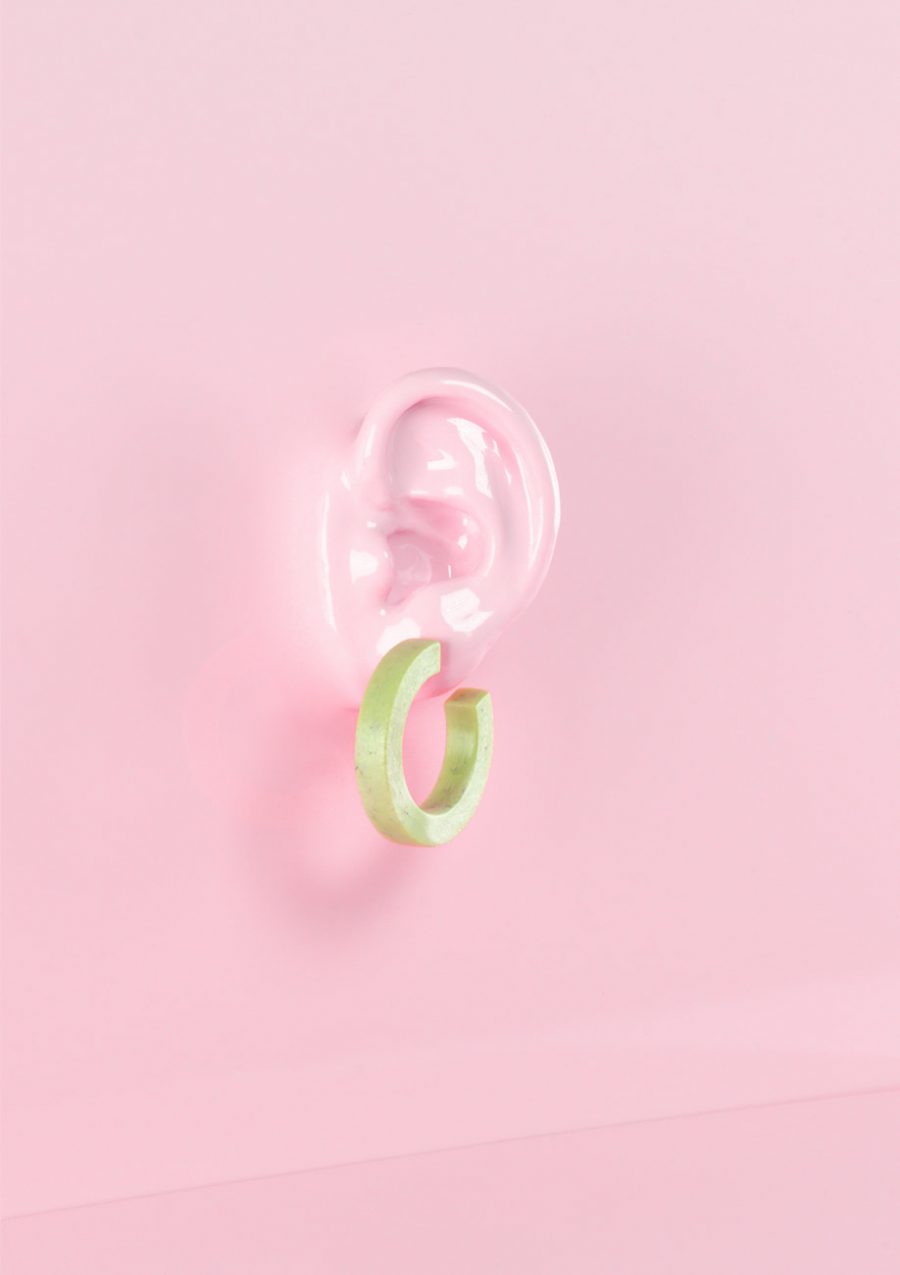 Green chunky hoop earrings
