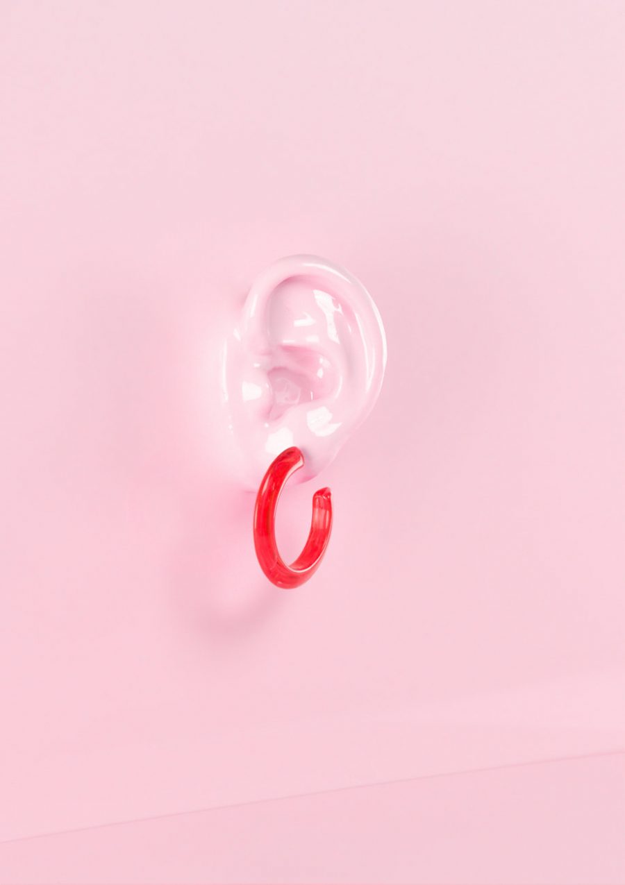 Rode hoops oorbellen, LIVE-TO-EXPRESS online oorbellen.