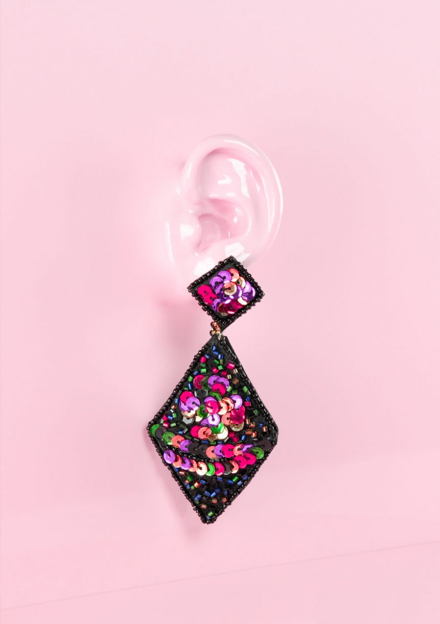 Statement drop earrings with sequins